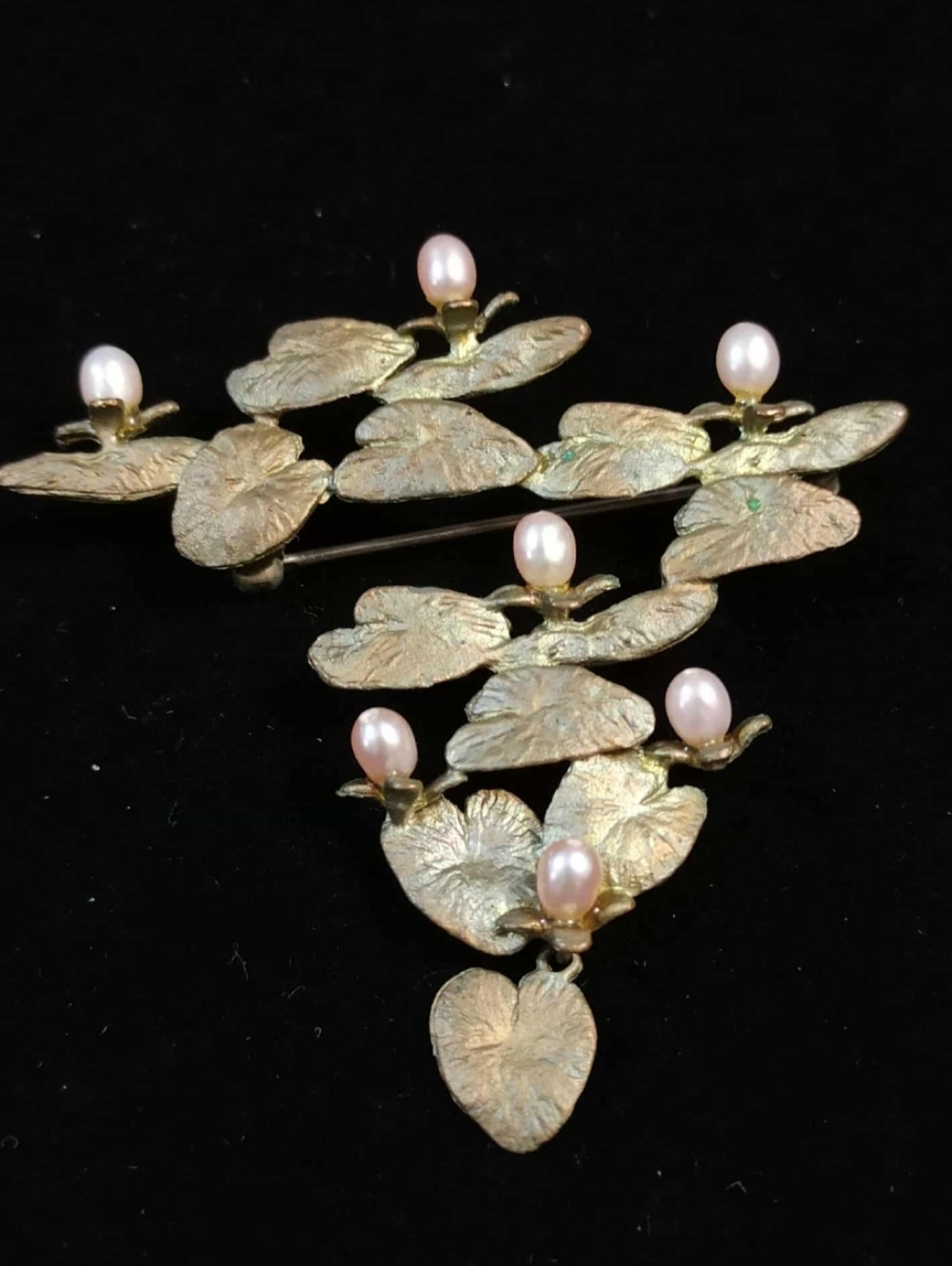 MICHAEL MICHAUD Water Lily Brooch Freshwater Pearl Botanical Statement Pin